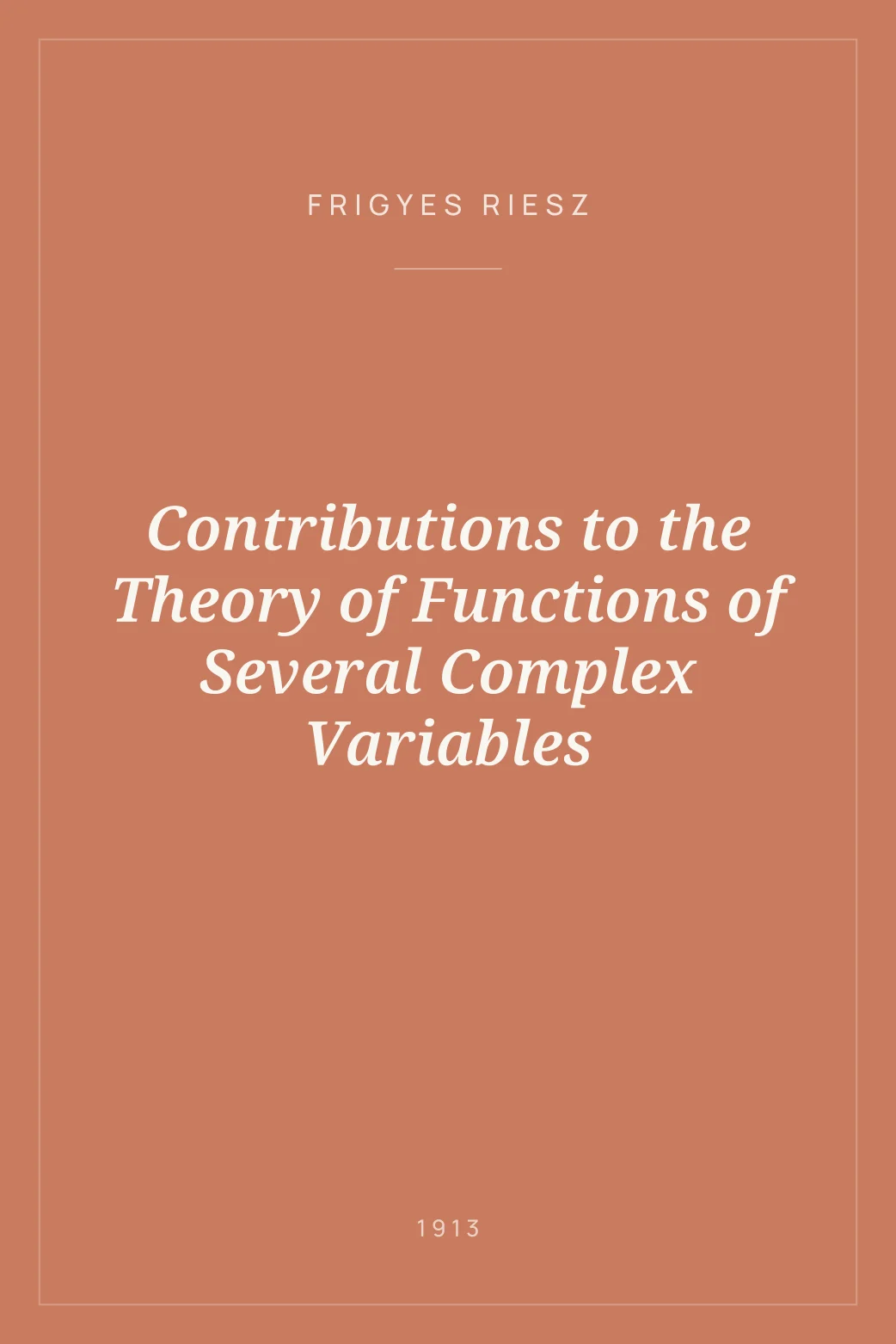 Portada de Contributions to the Theory of Functions of Several Complex Variables