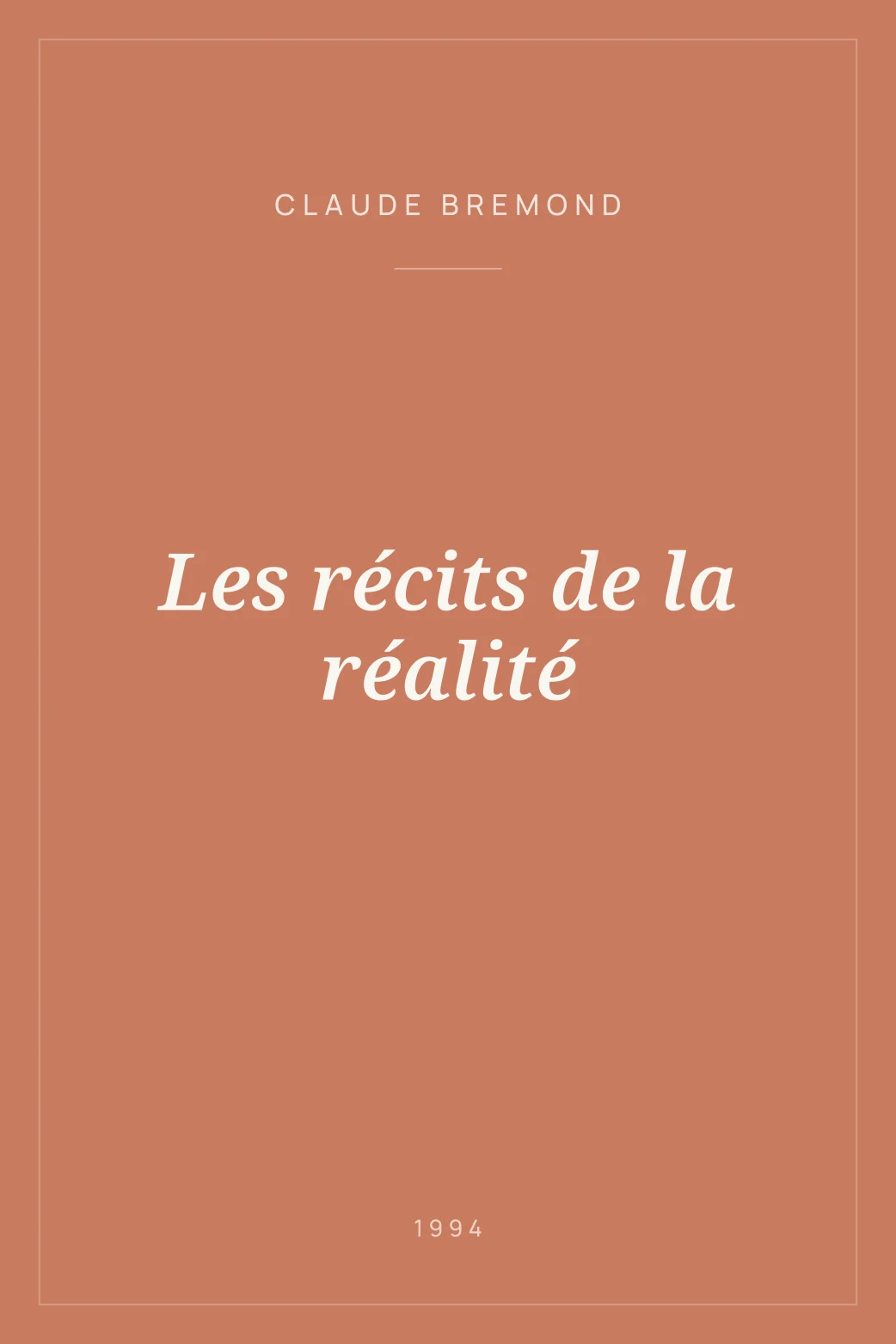 Portada de Les récits de la réalité