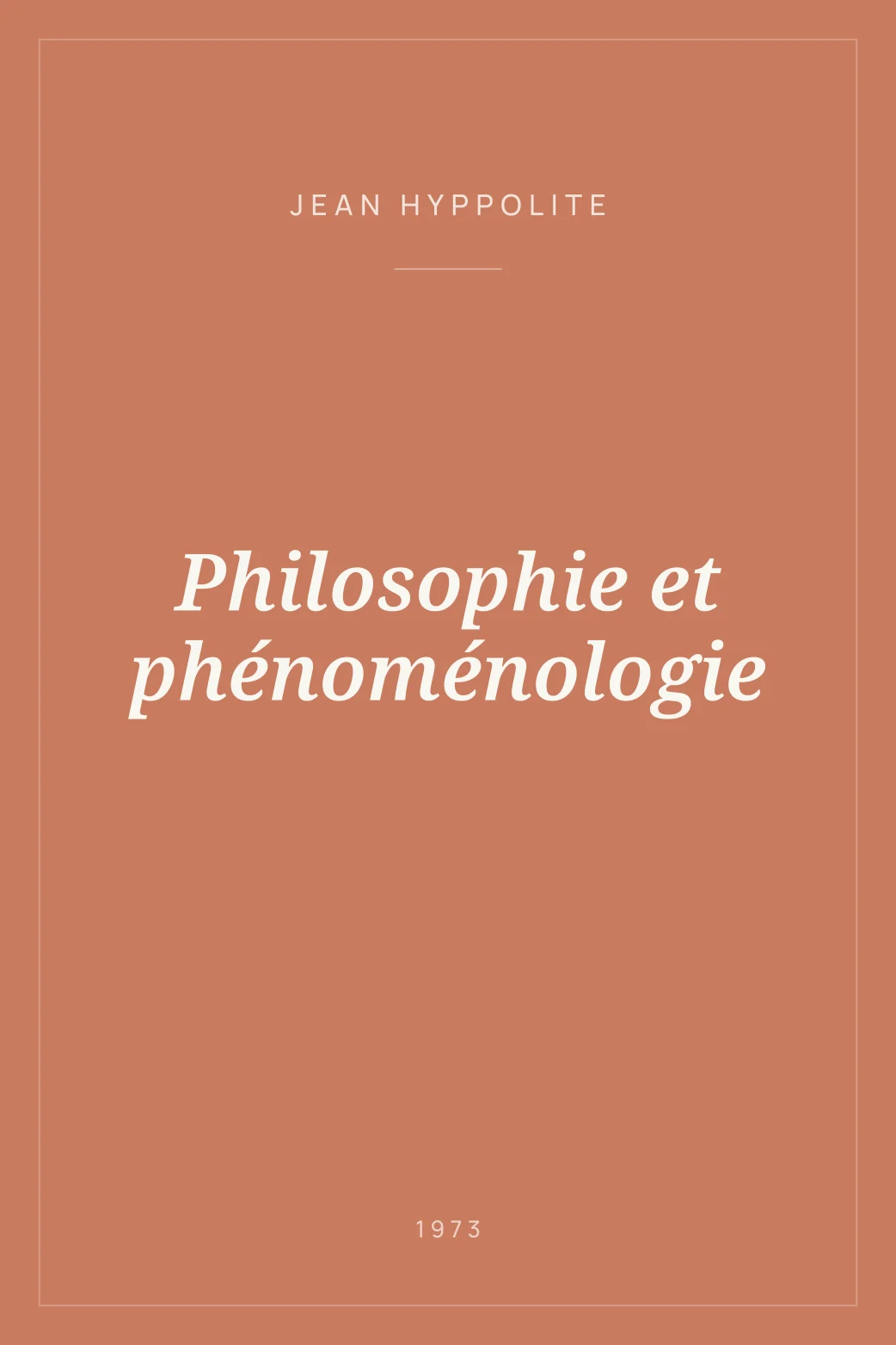 Portada de Philosophie et phénoménologie