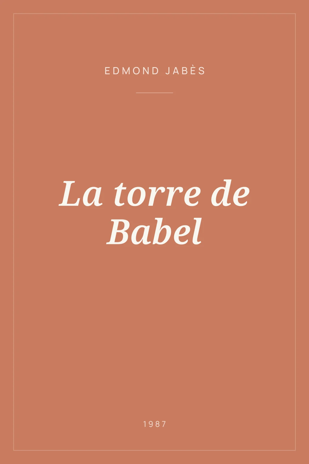Portada de La torre de Babel