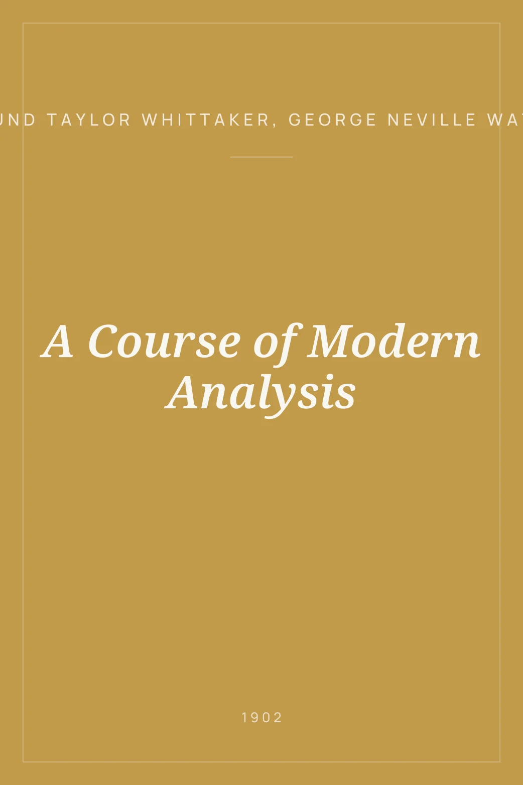 Portada de A Course of Modern Analysis