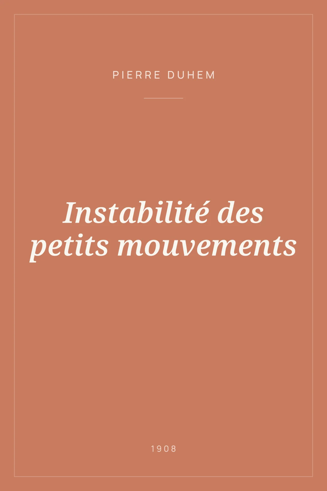 Portada de Instabilité des petits mouvements