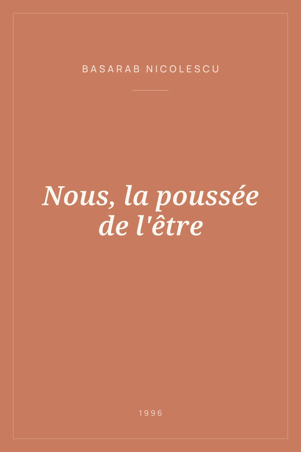 Portada de Nous, la poussée de l'être