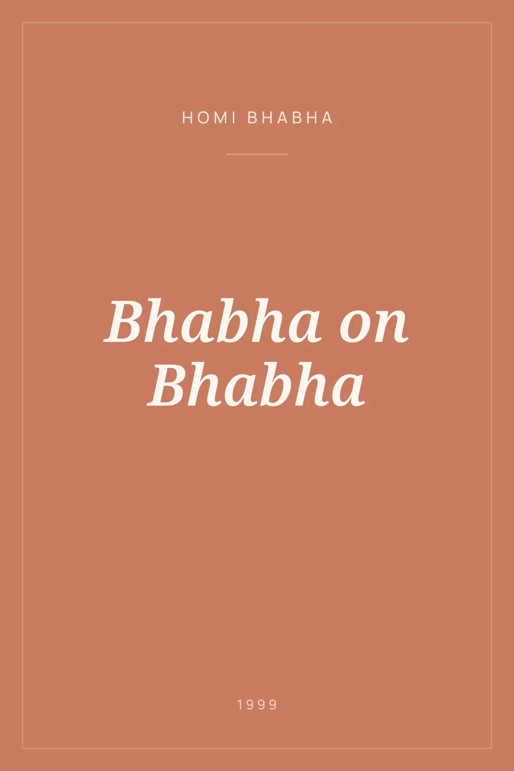 Portada de Bhabha on Bhabha