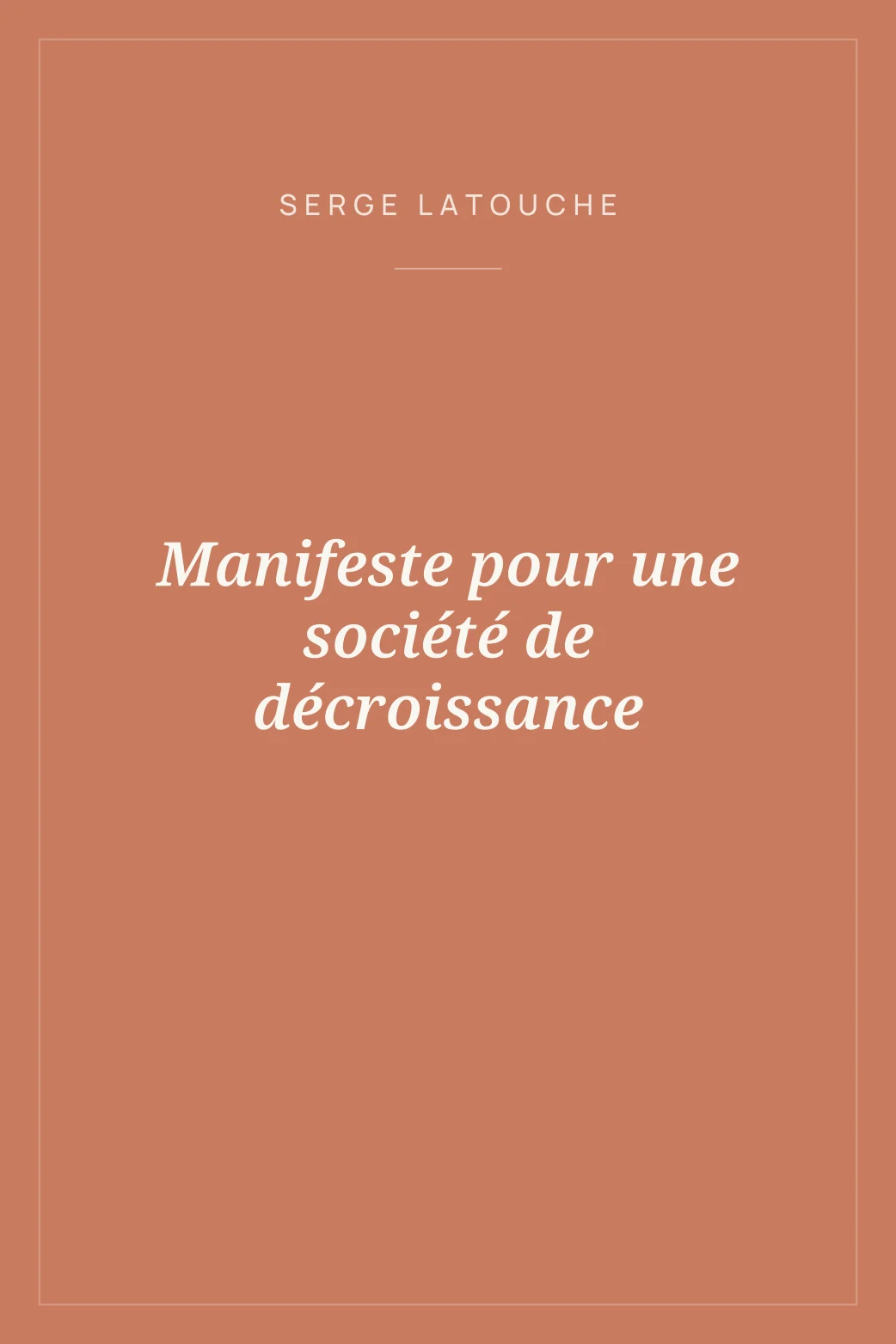 Portada de Manifeste pour une société de décroissance