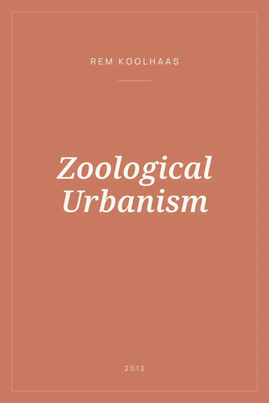 Portada de Zoological Urbanism