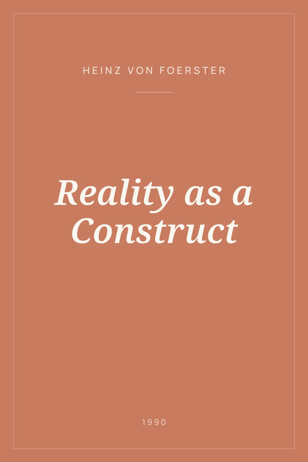 Portada de Reality as a Construct