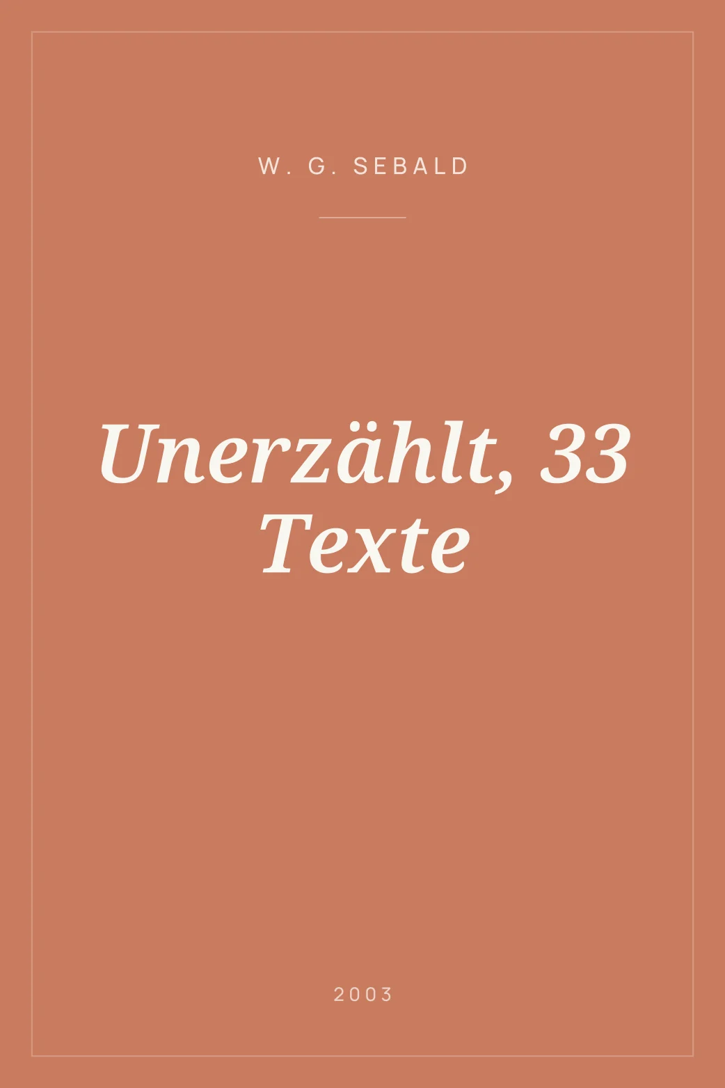 Portada de Unerzählt, 33 Texte