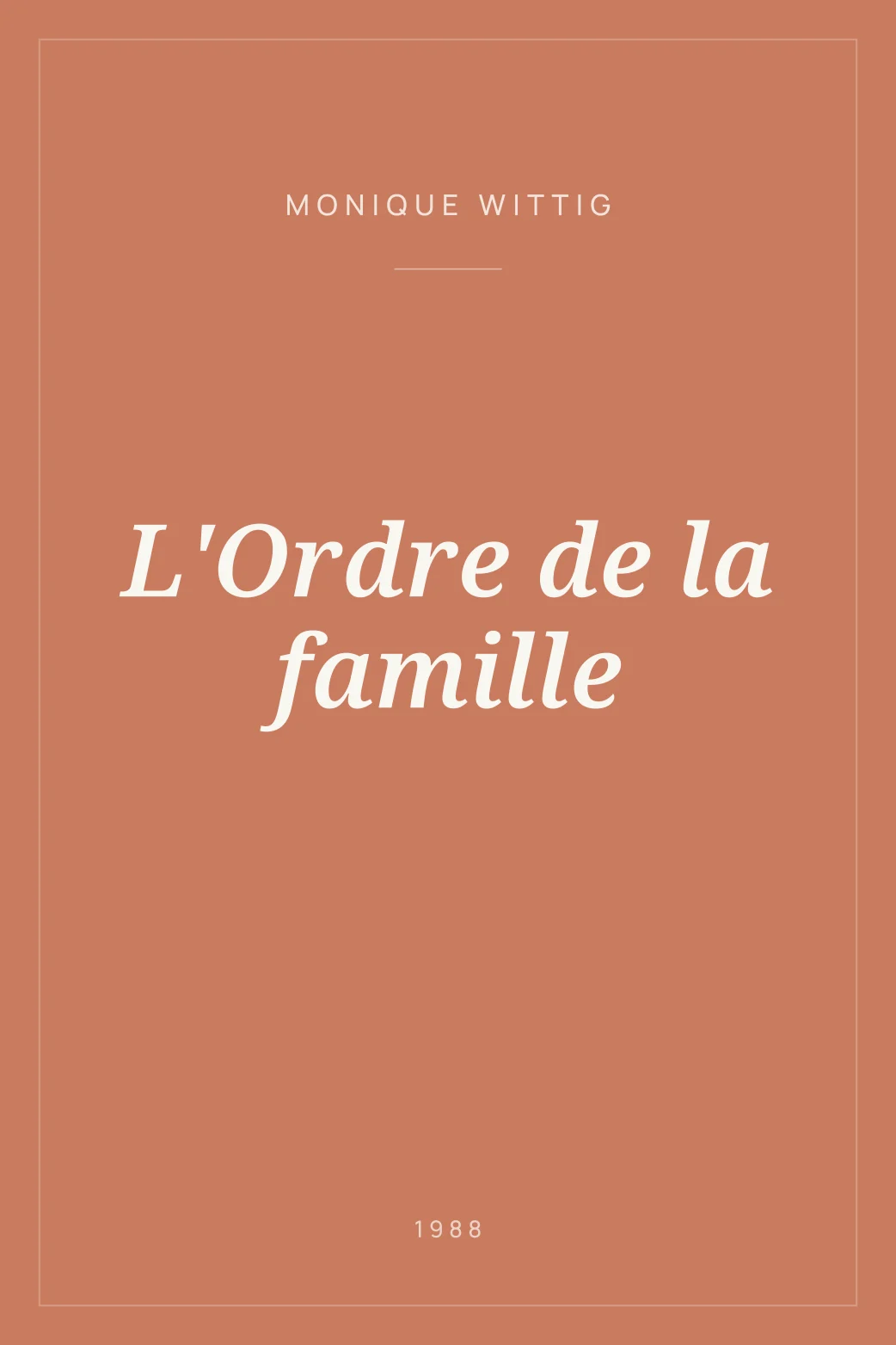 Portada de L'Ordre de la famille