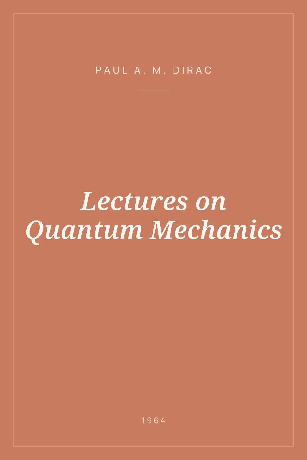Portada de Lectures on Quantum Mechanics