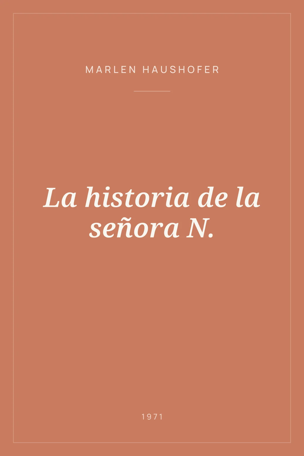Portada de La historia de la señora N.