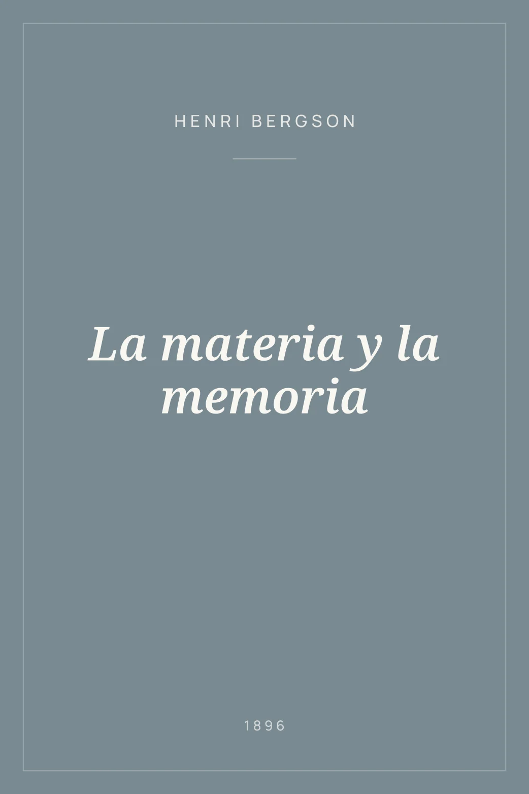 Portada de La materia y la memoria
