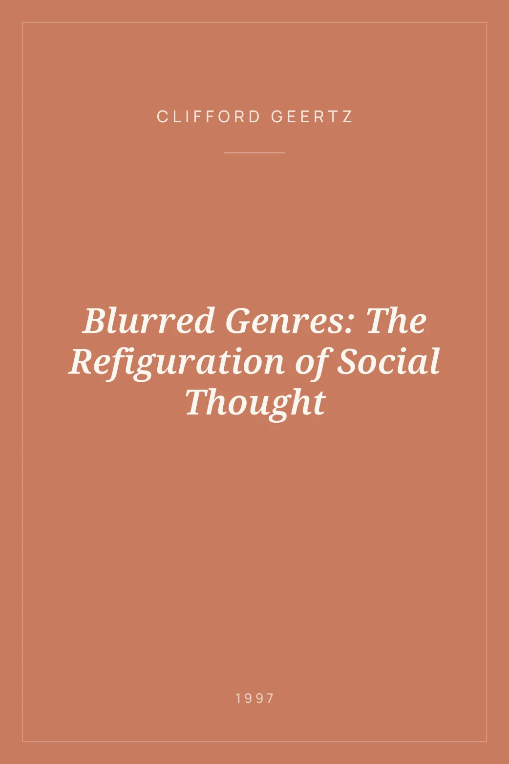 Portada de Blurred Genres: The Refiguration of Social Thought