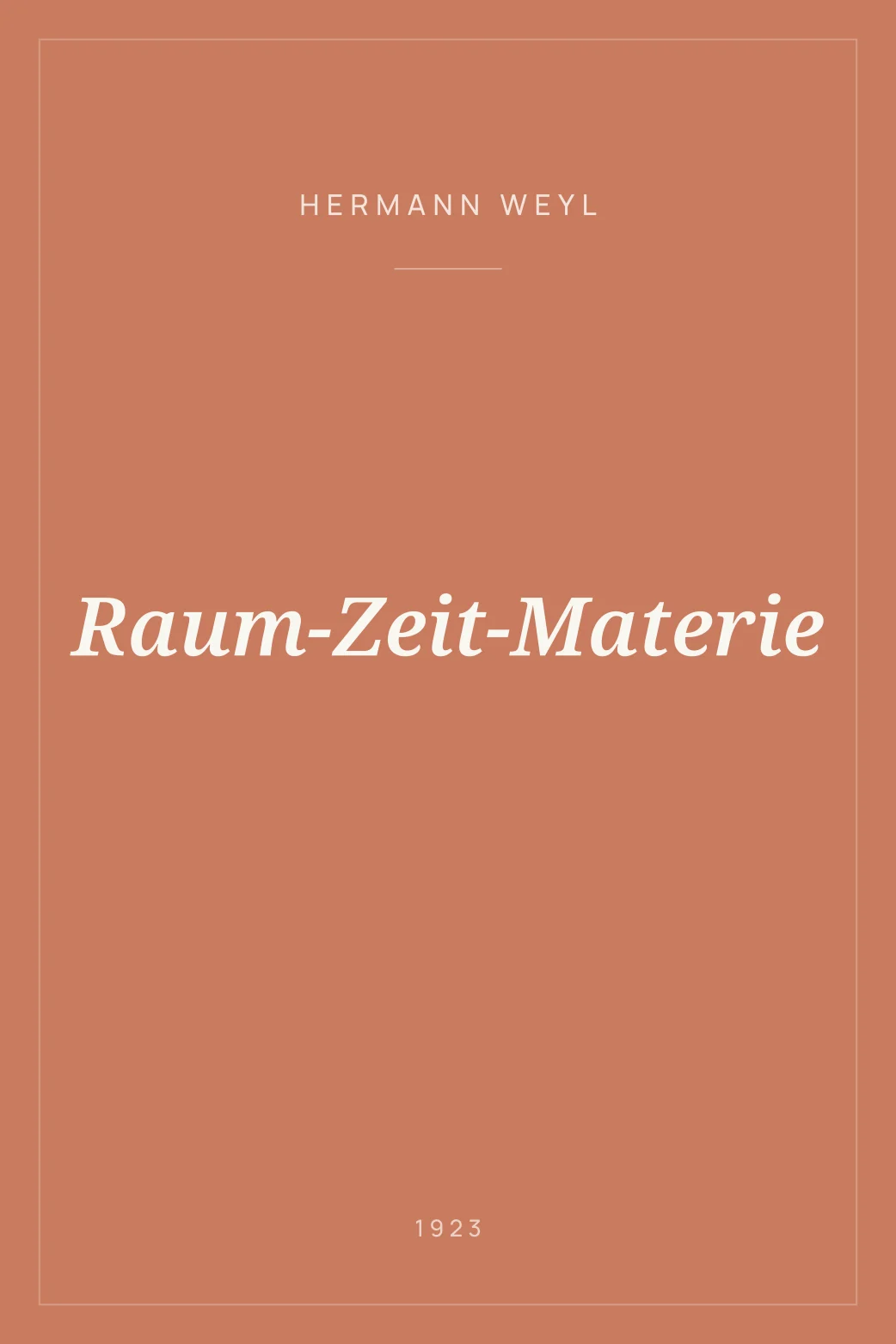 Portada de Raum-Zeit-Materie