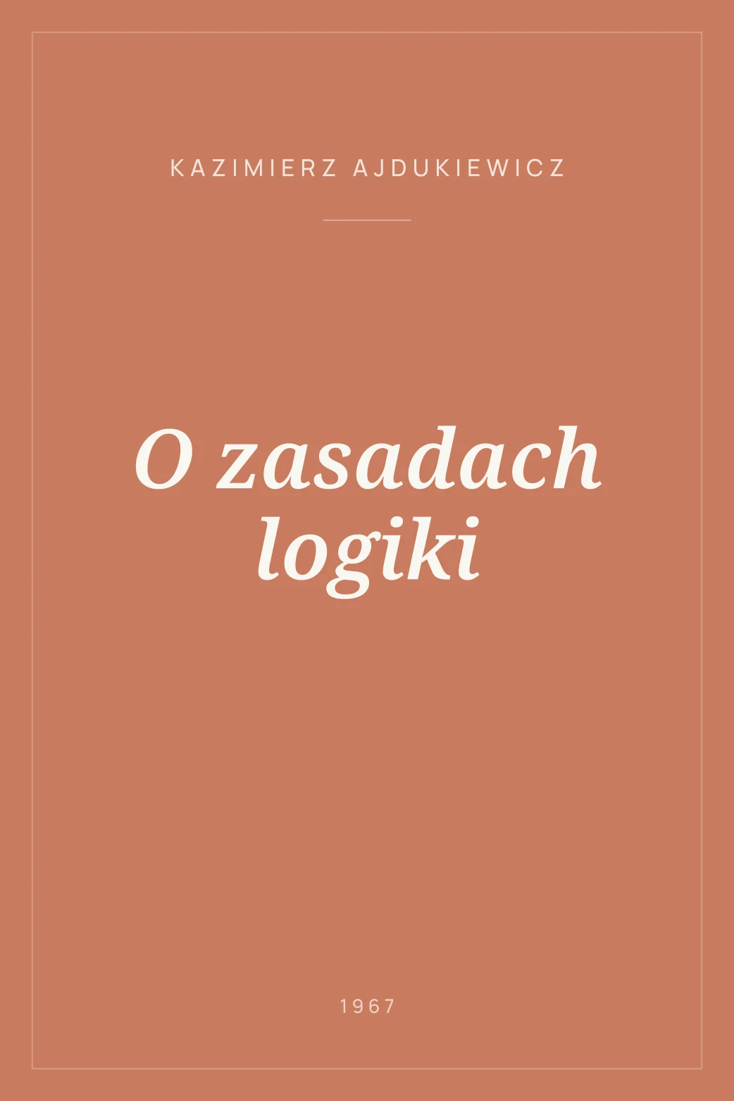 Portada de O zasadach logiki
