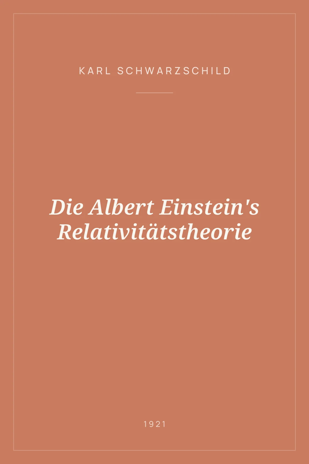 Portada de Die Albert Einstein's Relativitätstheorie