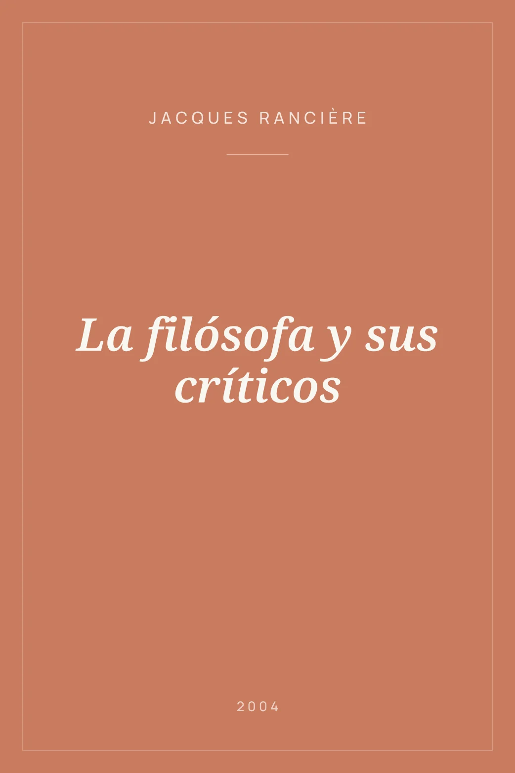 Portada de La filósofa y sus críticos