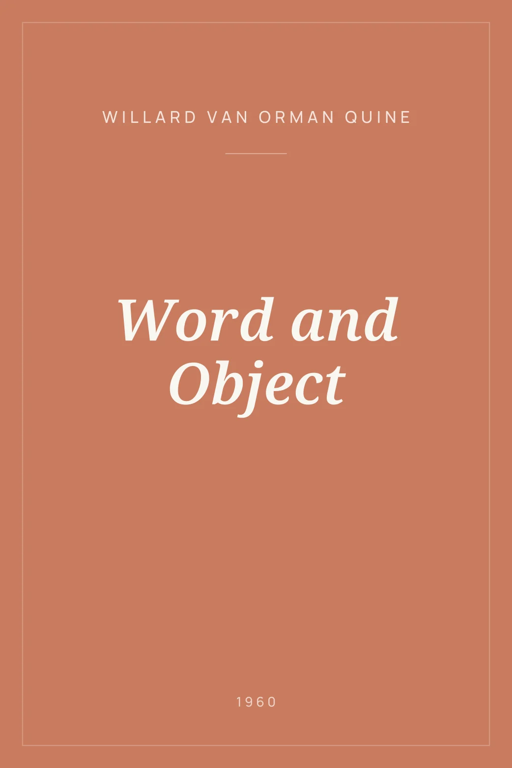 Portada de Word and Object