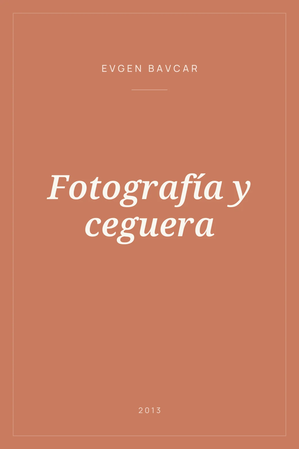 Portada de Fotografía y ceguera
