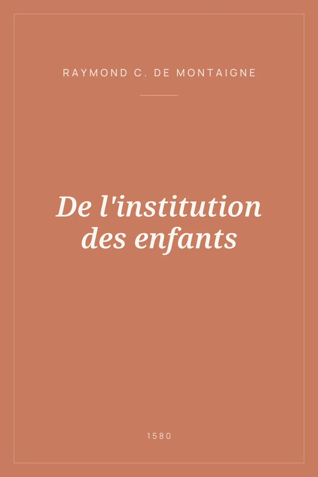 Portada de De l'institution des enfants