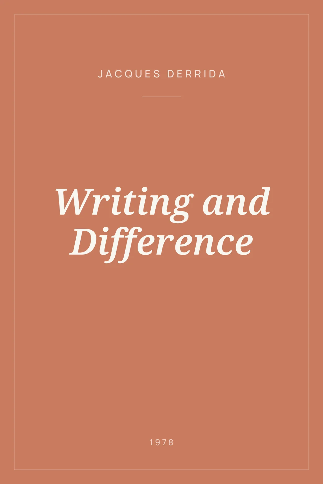 Portada de Writing and Difference