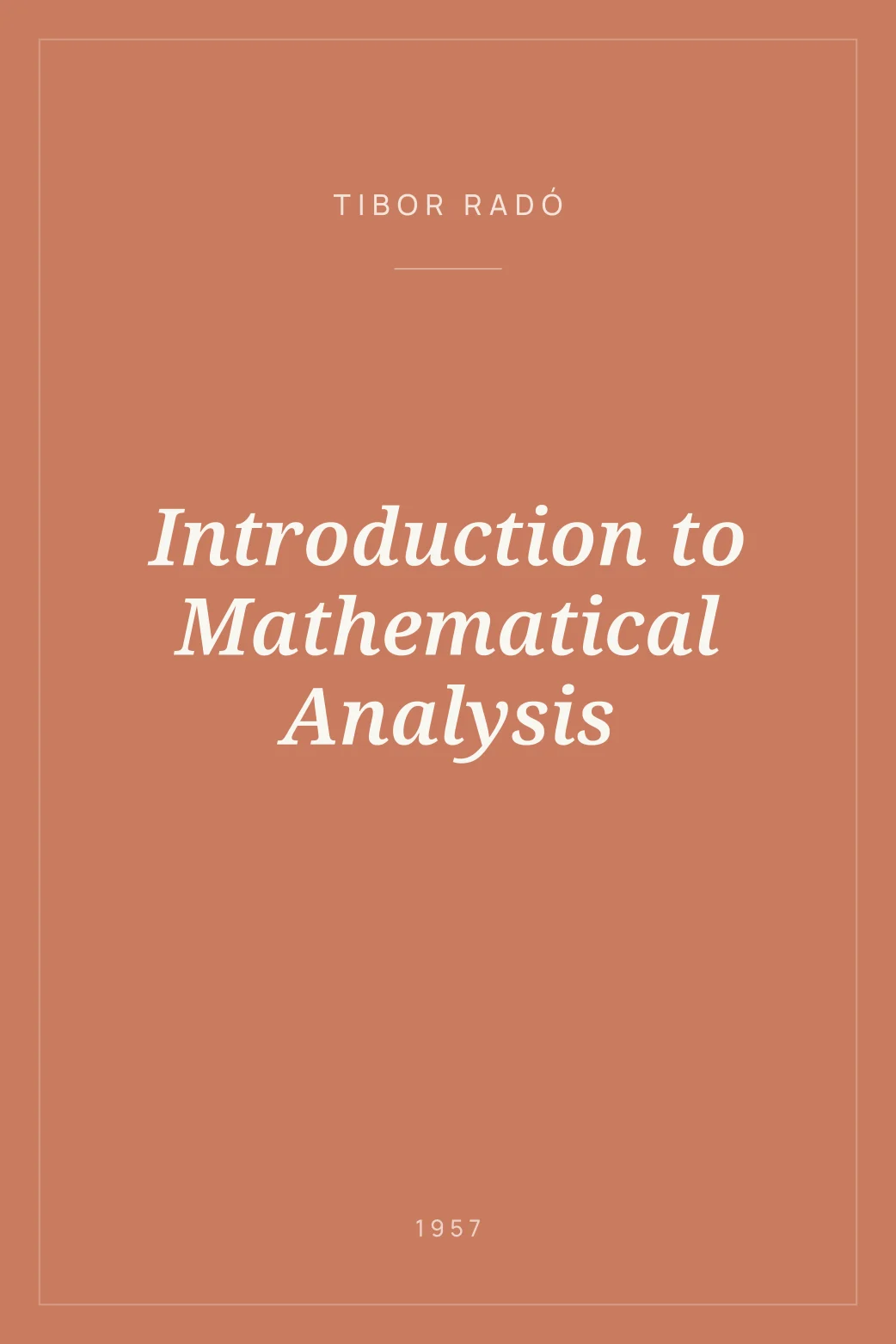 Portada de Introduction to Mathematical Analysis
