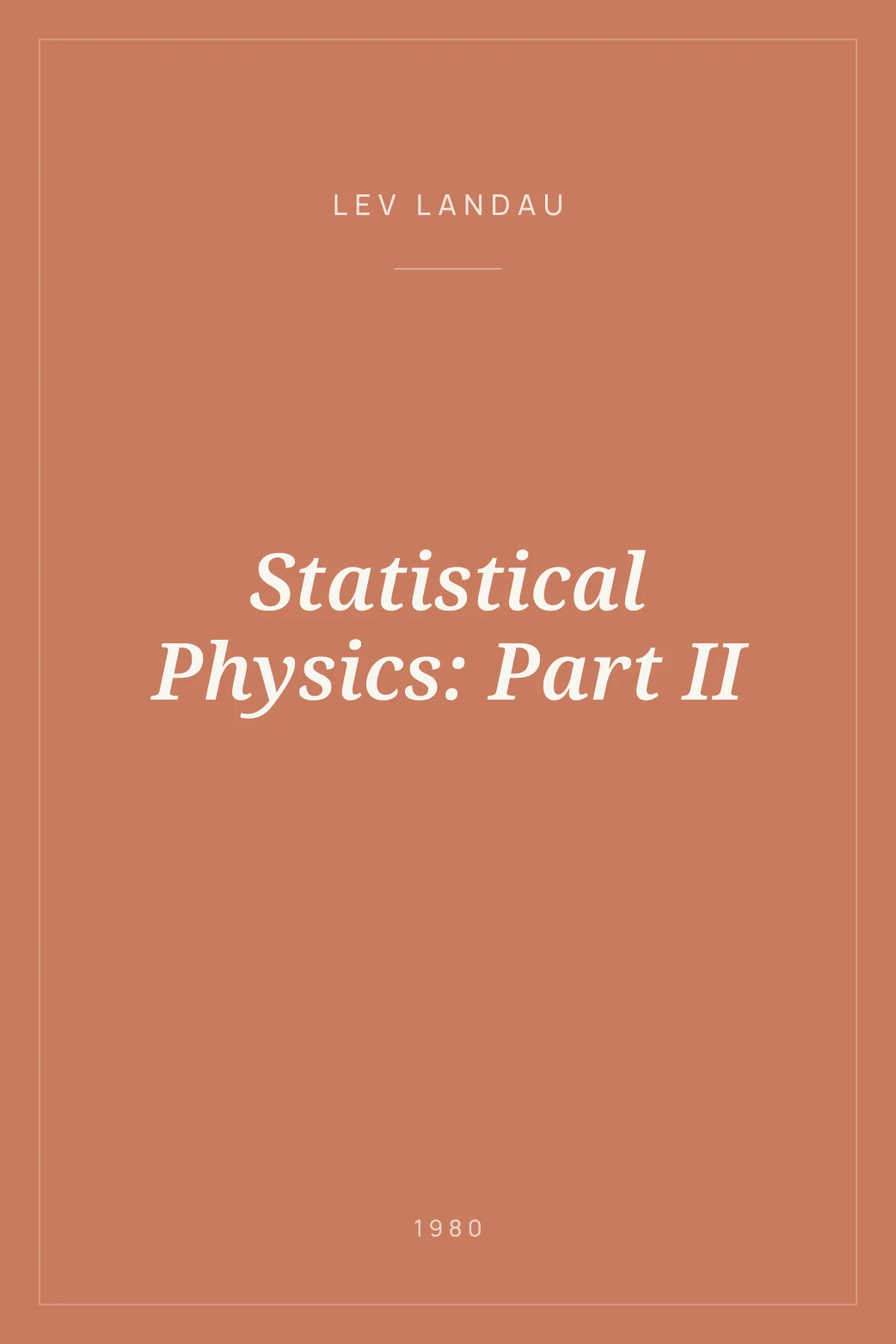 Portada de Statistical Physics: Part II