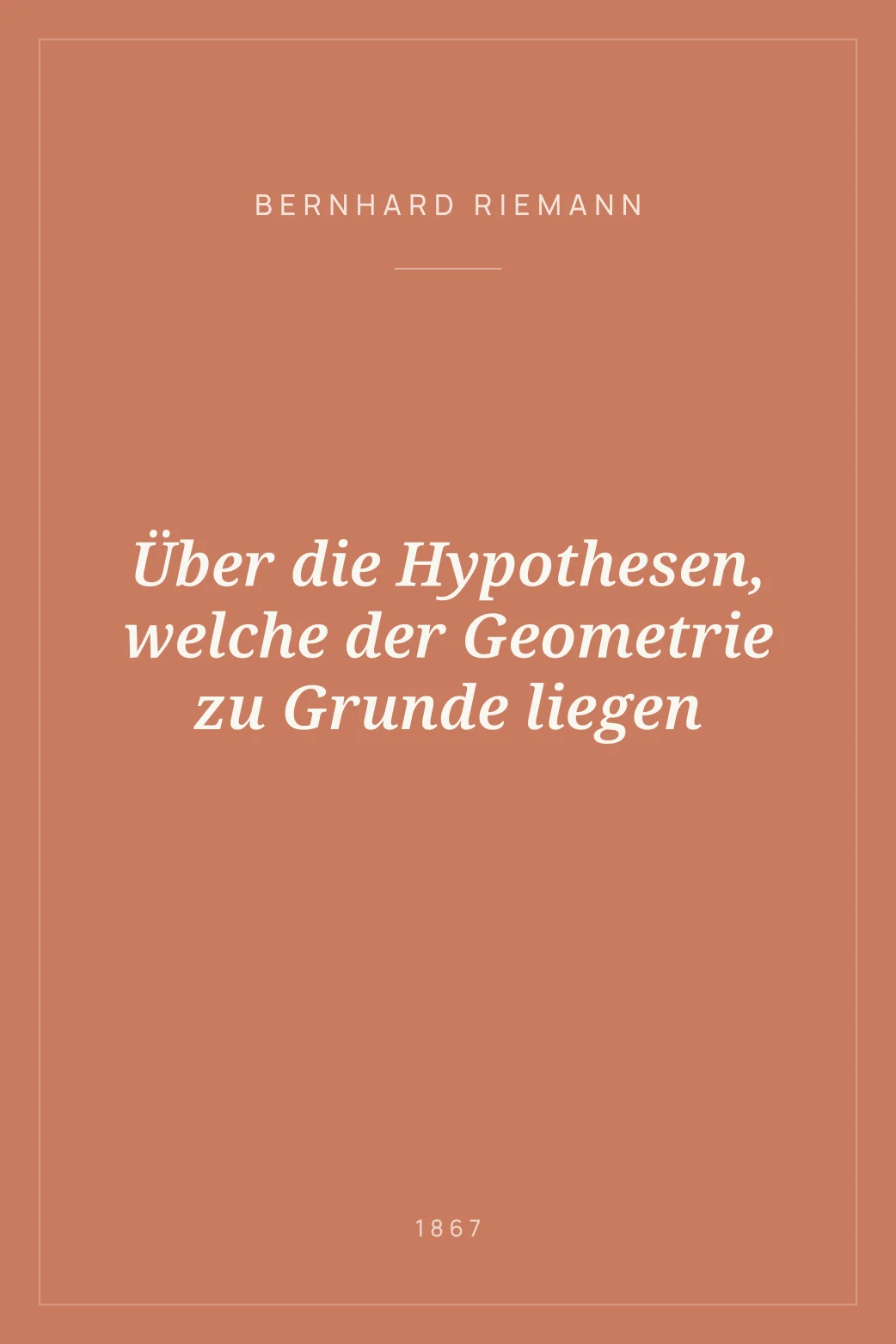 Portada de Über die Hypothesen, welche der Geometrie zu Grunde liegen