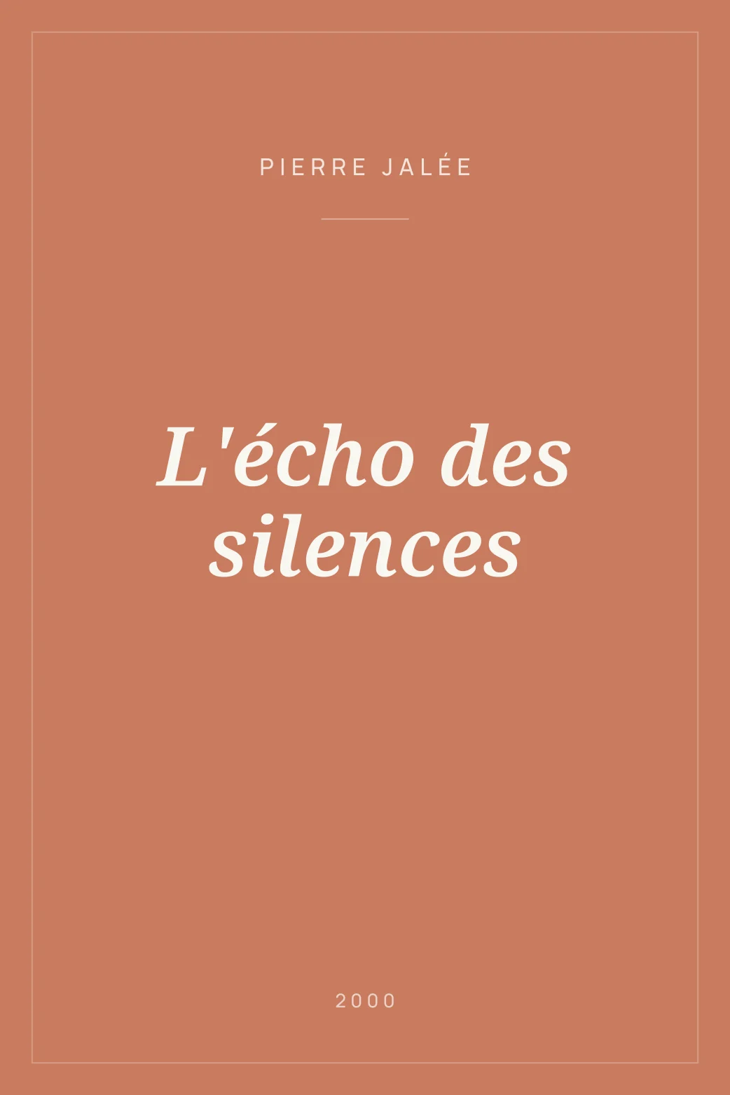 Portada de L'écho des silences