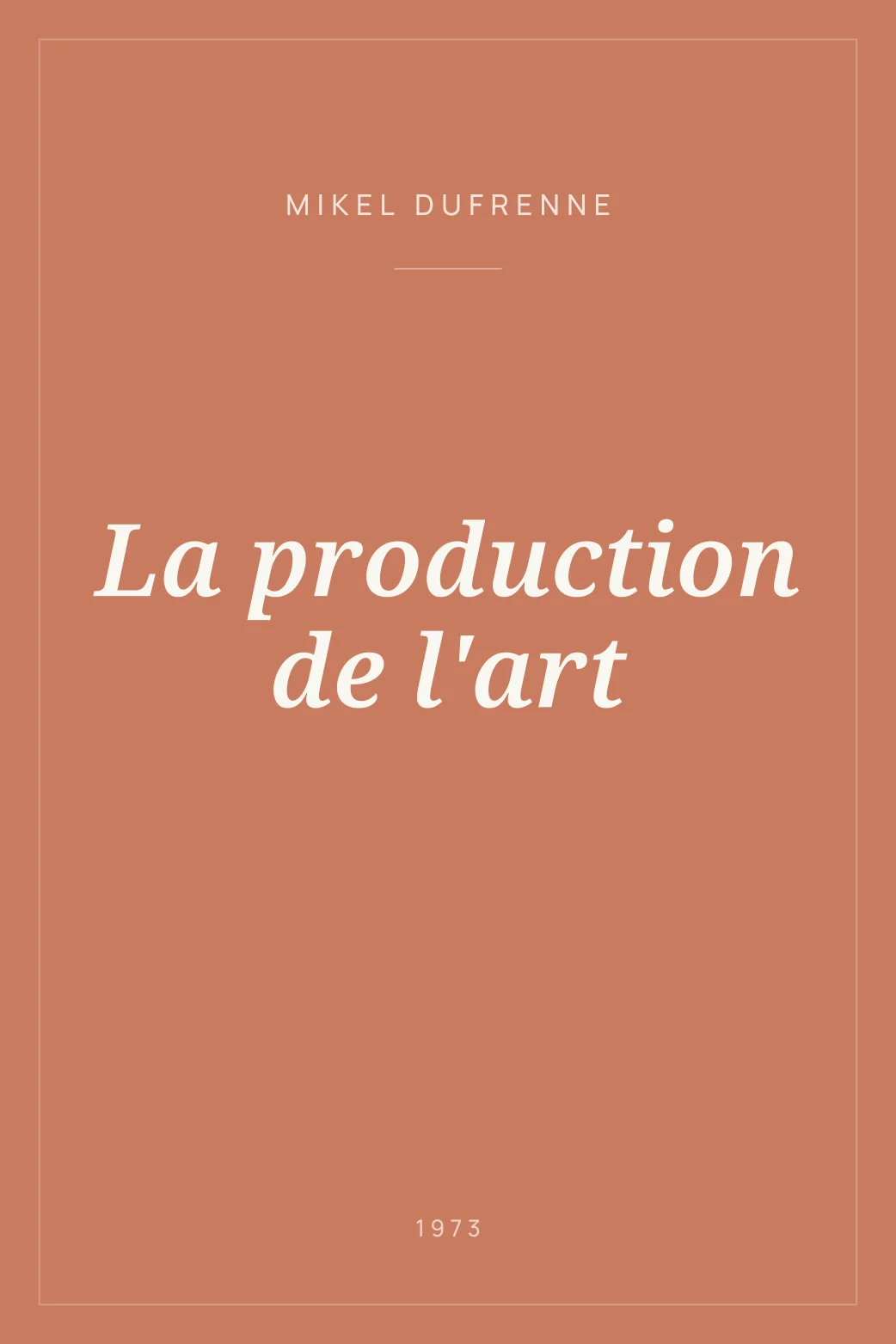 Portada de La production de l'art