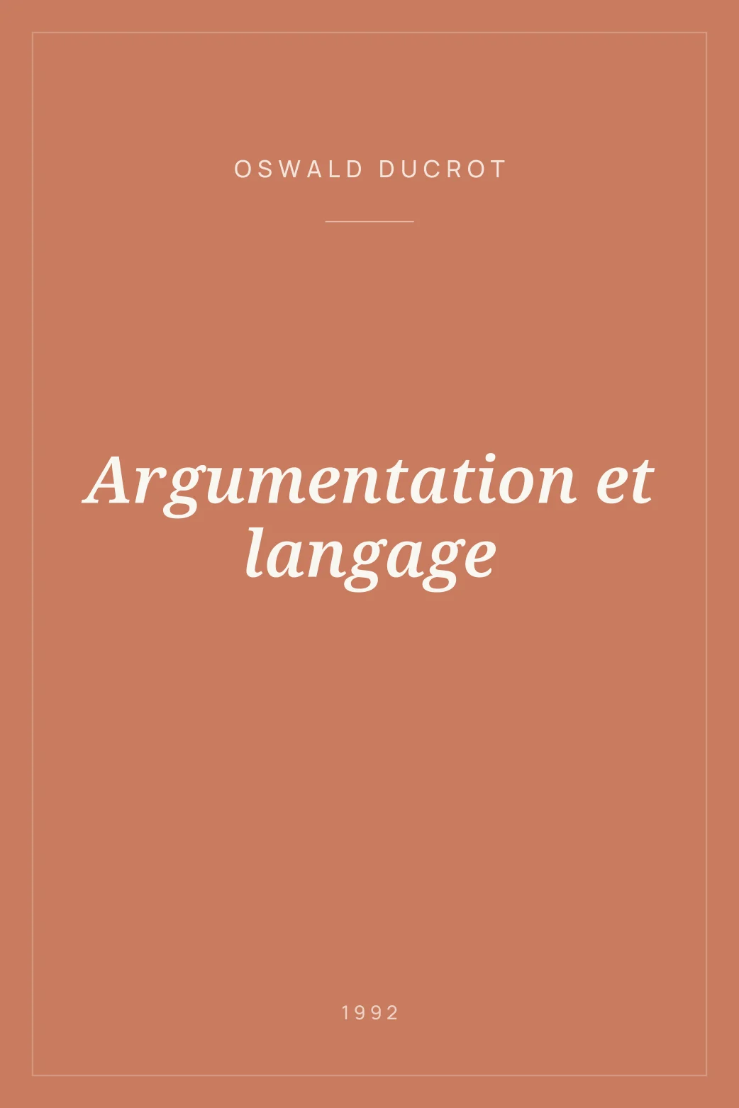 Portada de Argumentation et langage