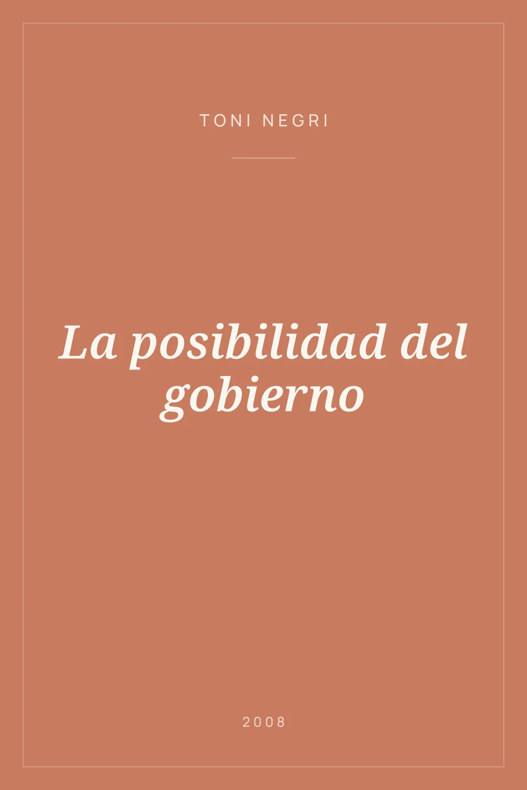 Portada de La posibilidad del gobierno