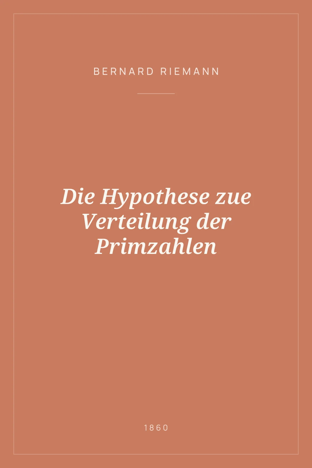 Portada de Die Hypothese zue Verteilung der Primzahlen