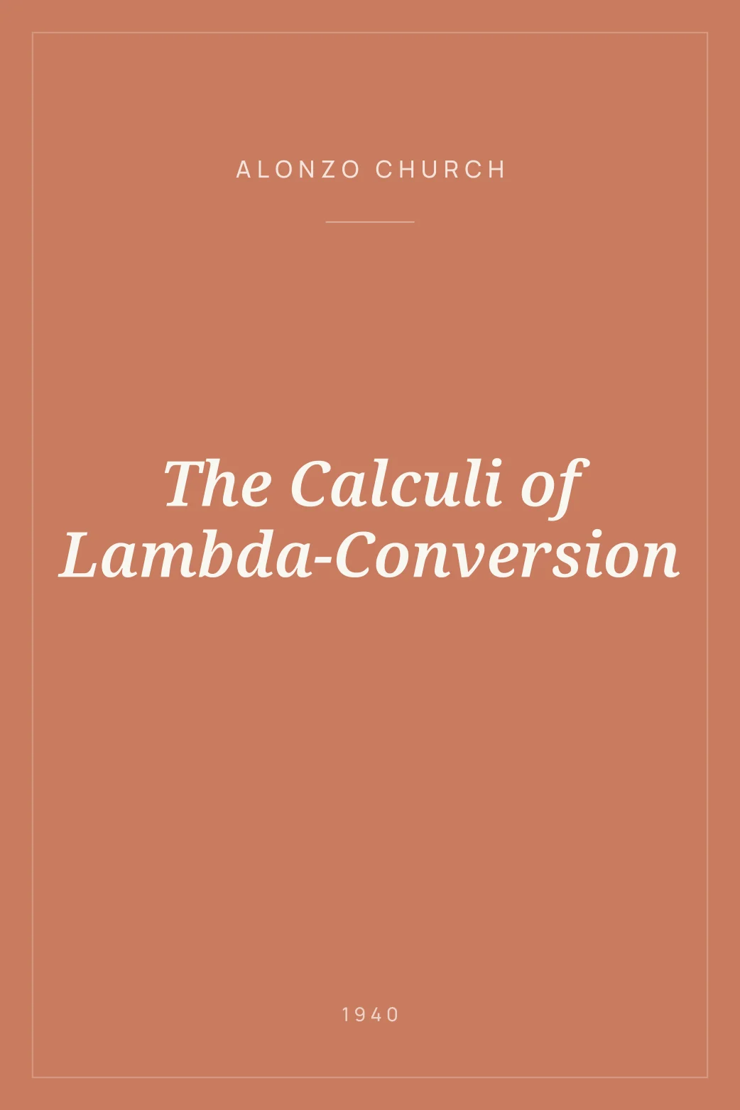Portada de The Calculi of Lambda-Conversion