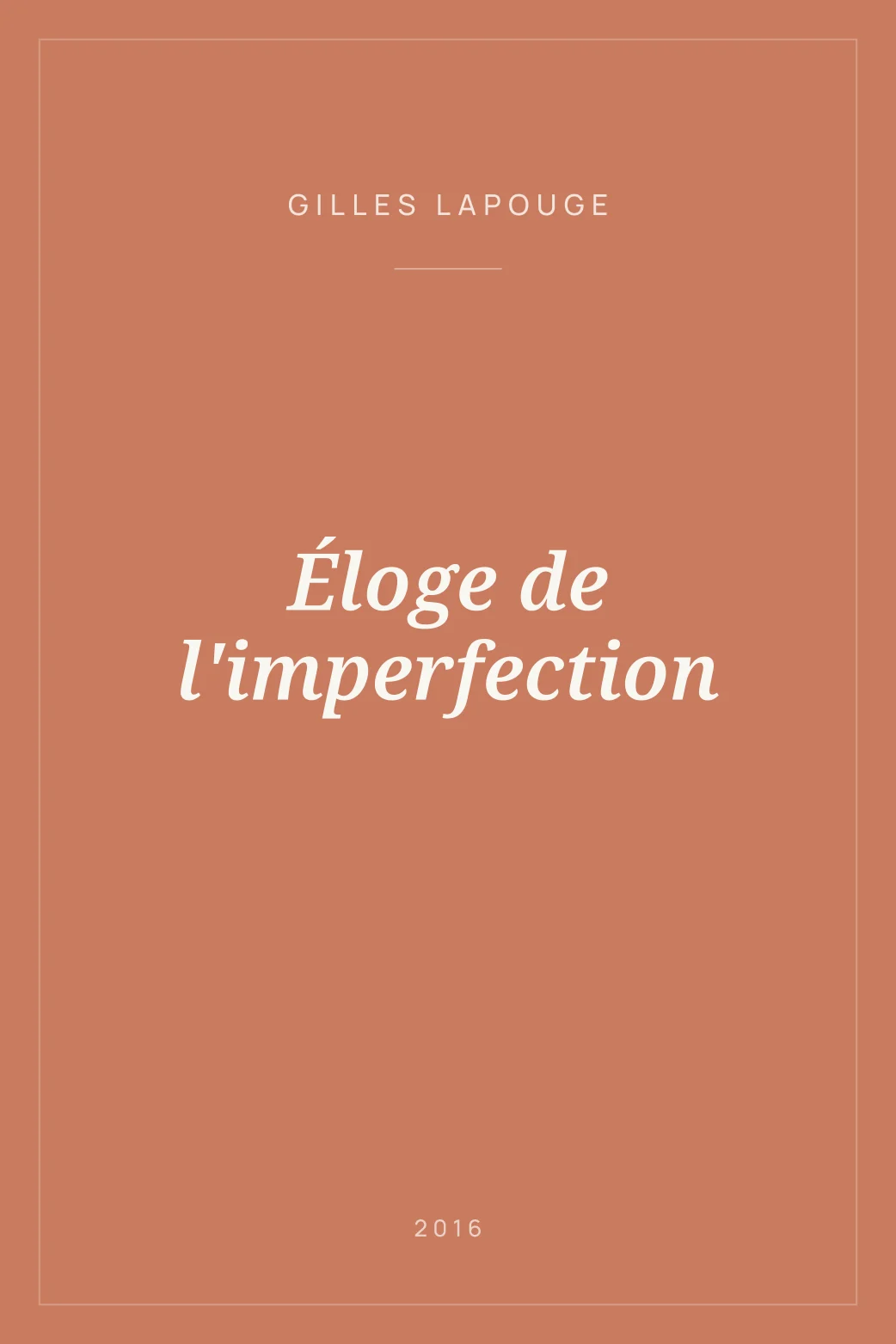 Portada de Éloge de l'imperfection