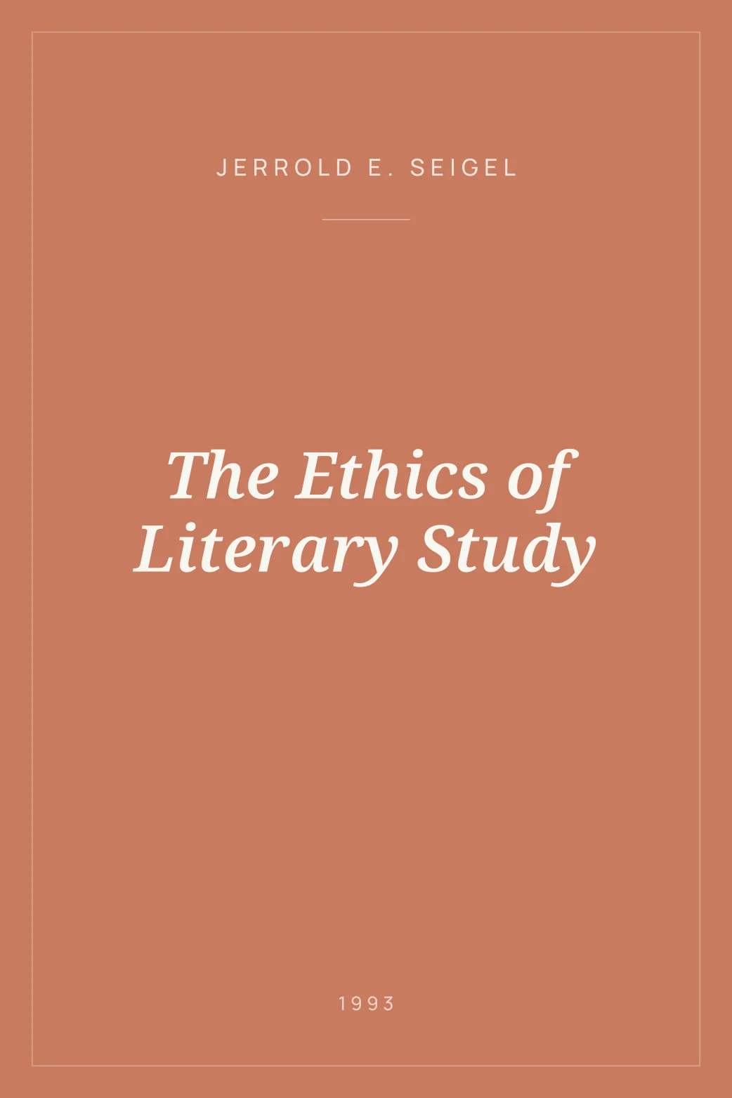 Portada de The Ethics of Literary Study