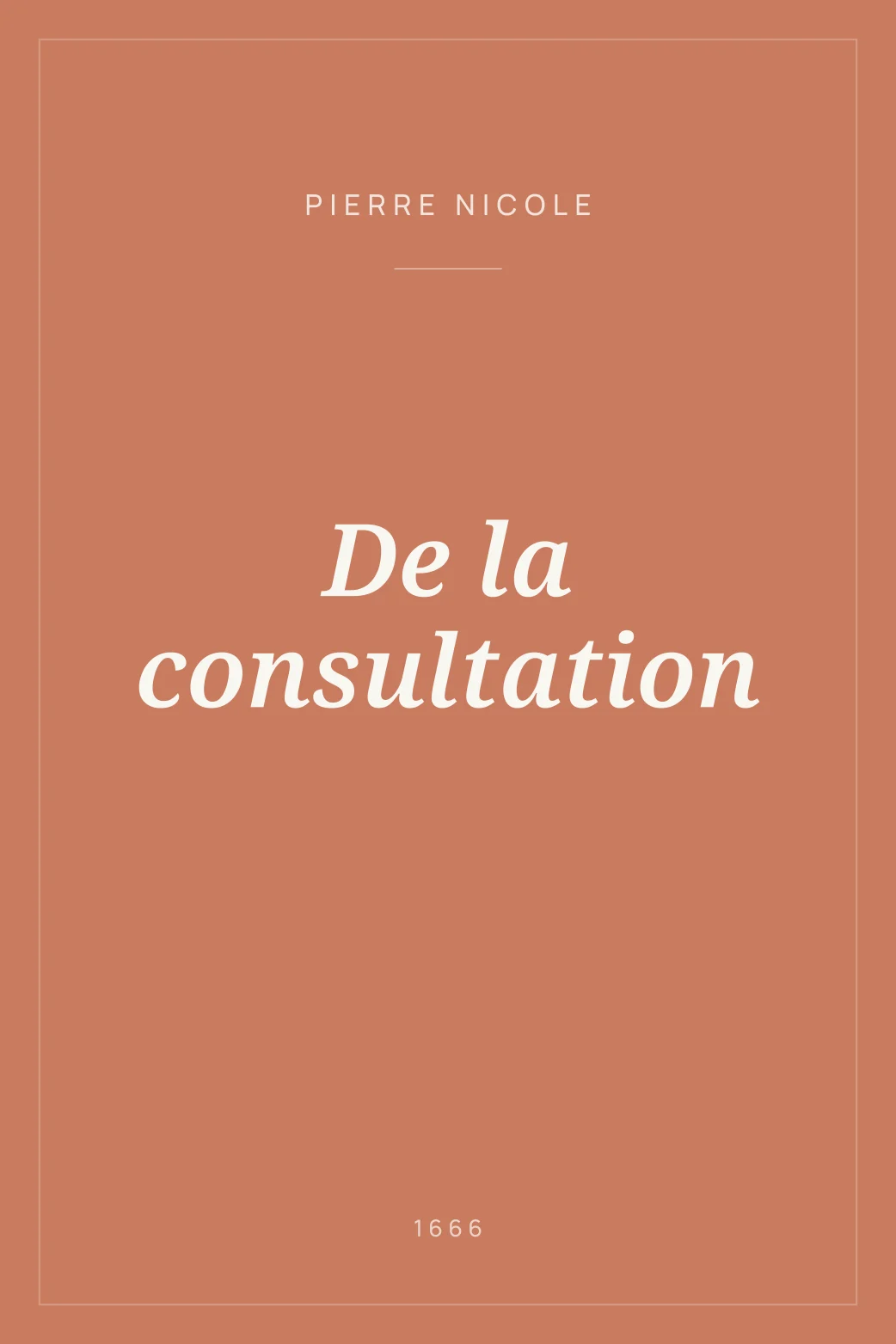 Portada de De la consultation