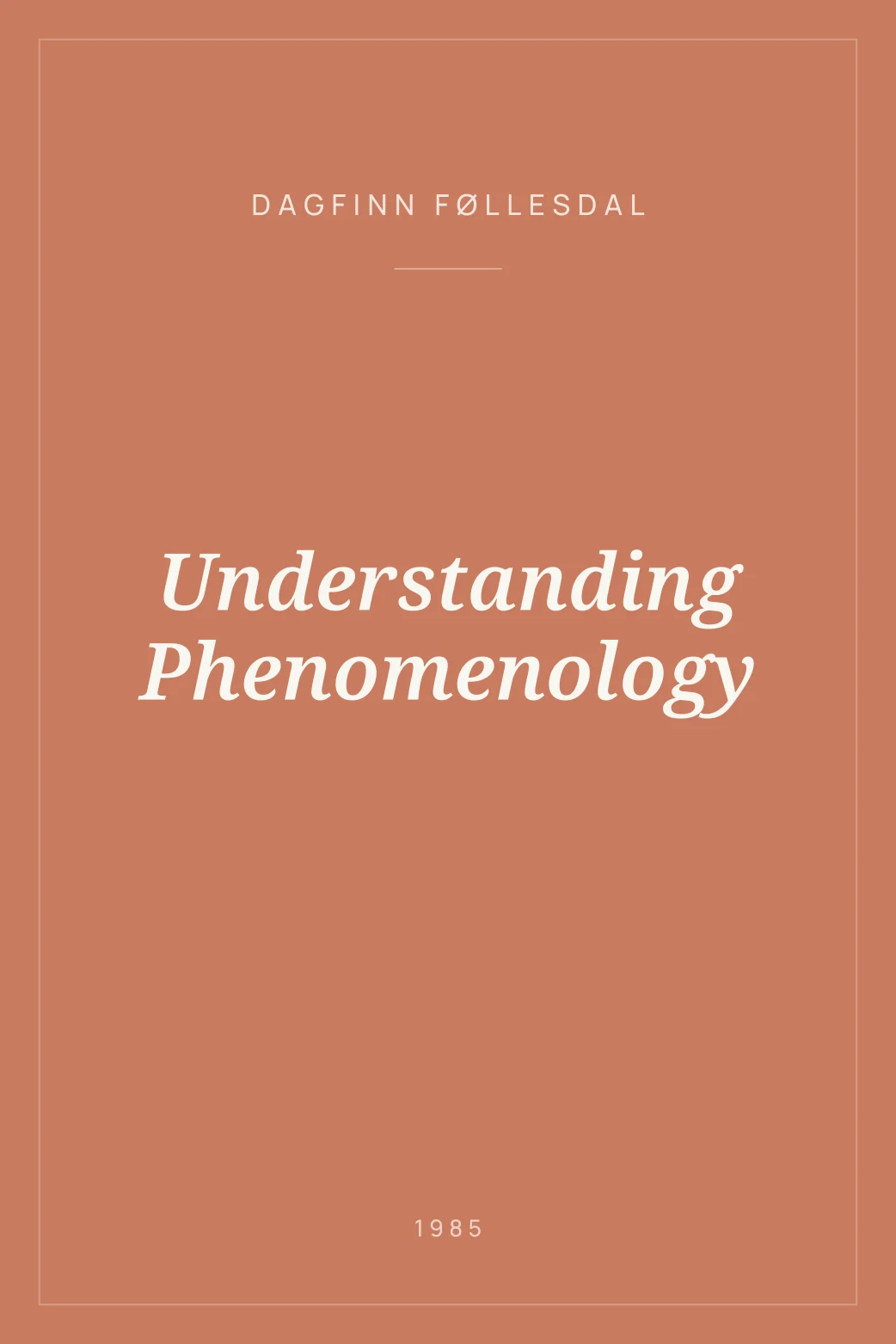Portada de Understanding Phenomenology