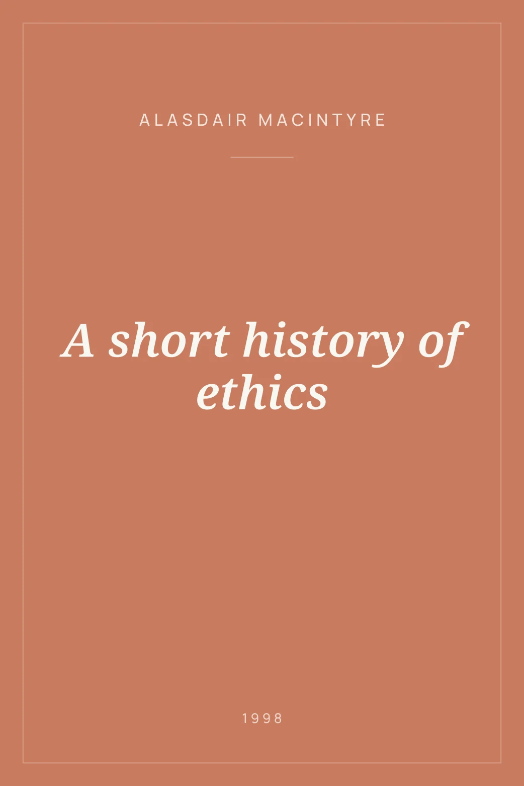 Portada de A short history of ethics