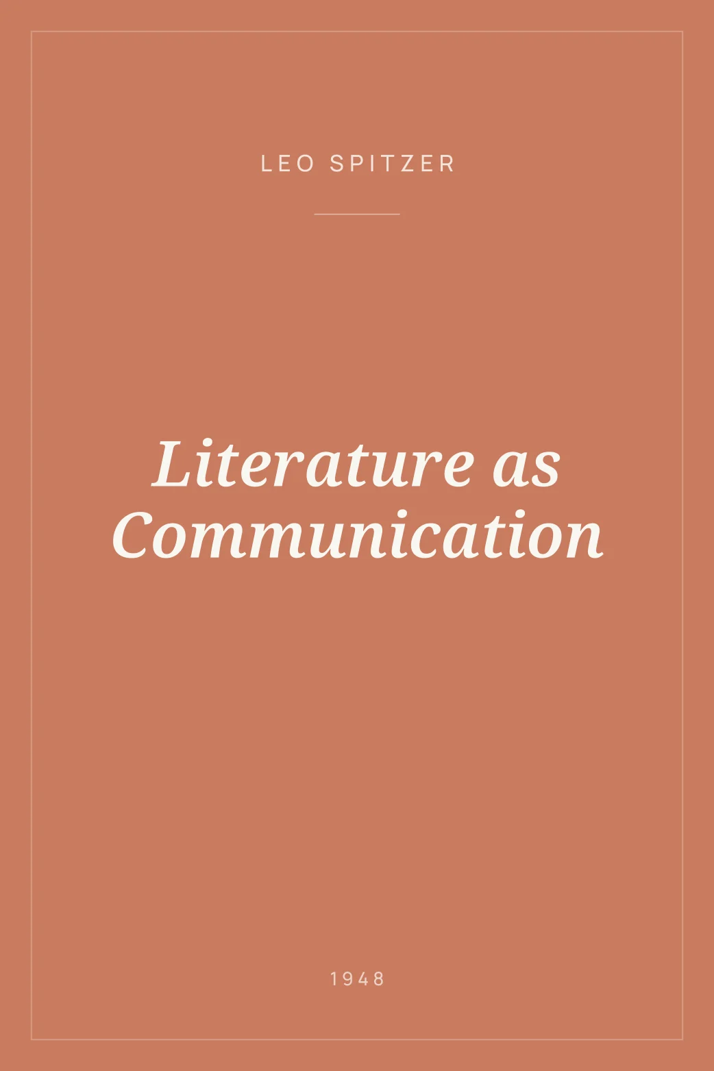 Portada de Literature as Communication