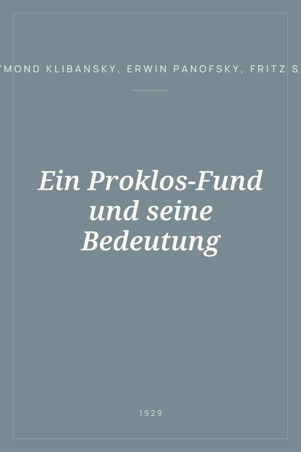 Portada de Ein Proklos-Fund und seine Bedeutung