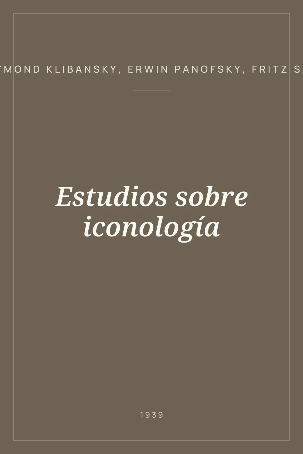 Portada de Estudios sobre iconología