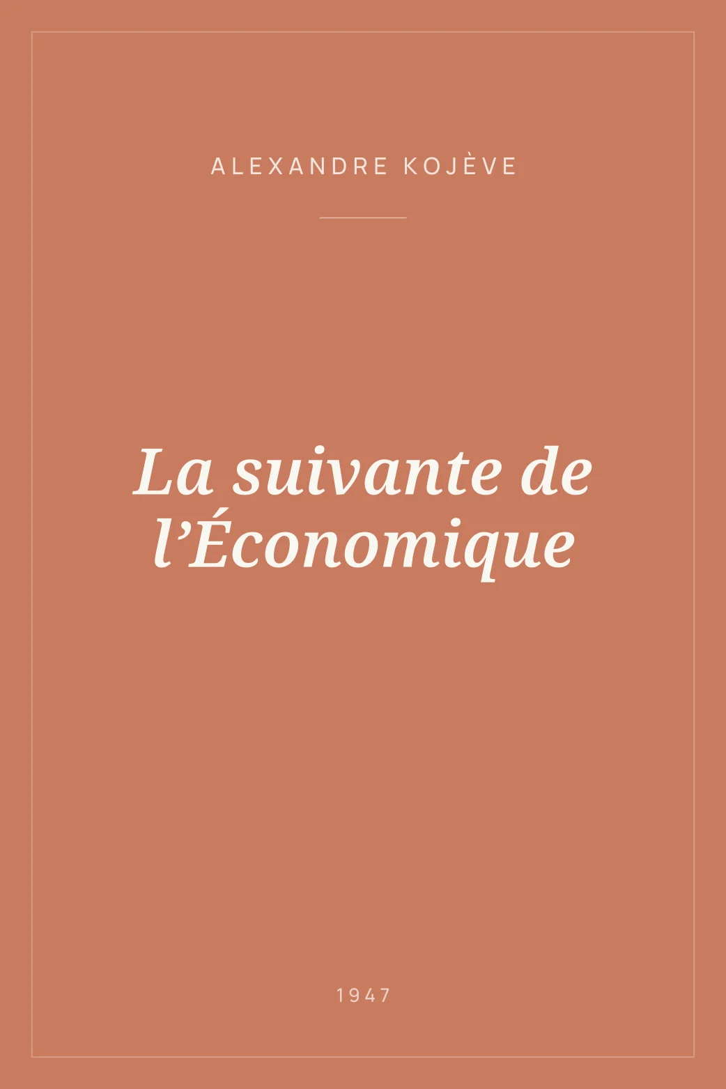 Portada de La suivante de l’Économique