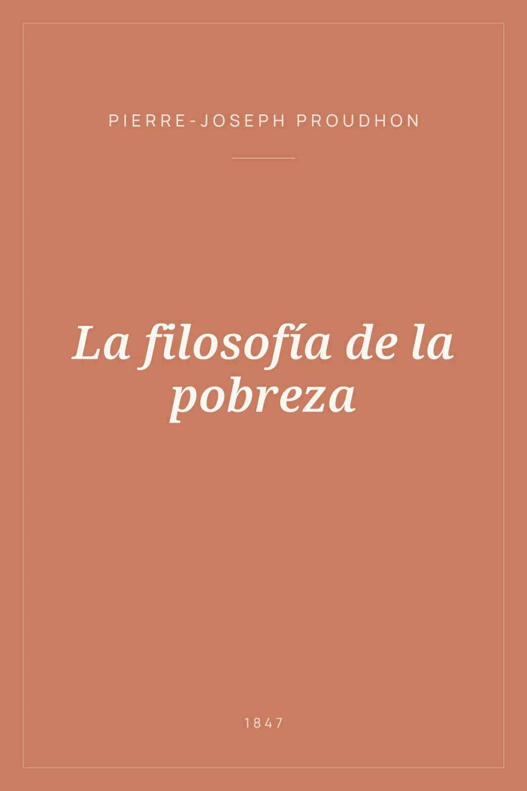 Portada de La filosofía de la pobreza