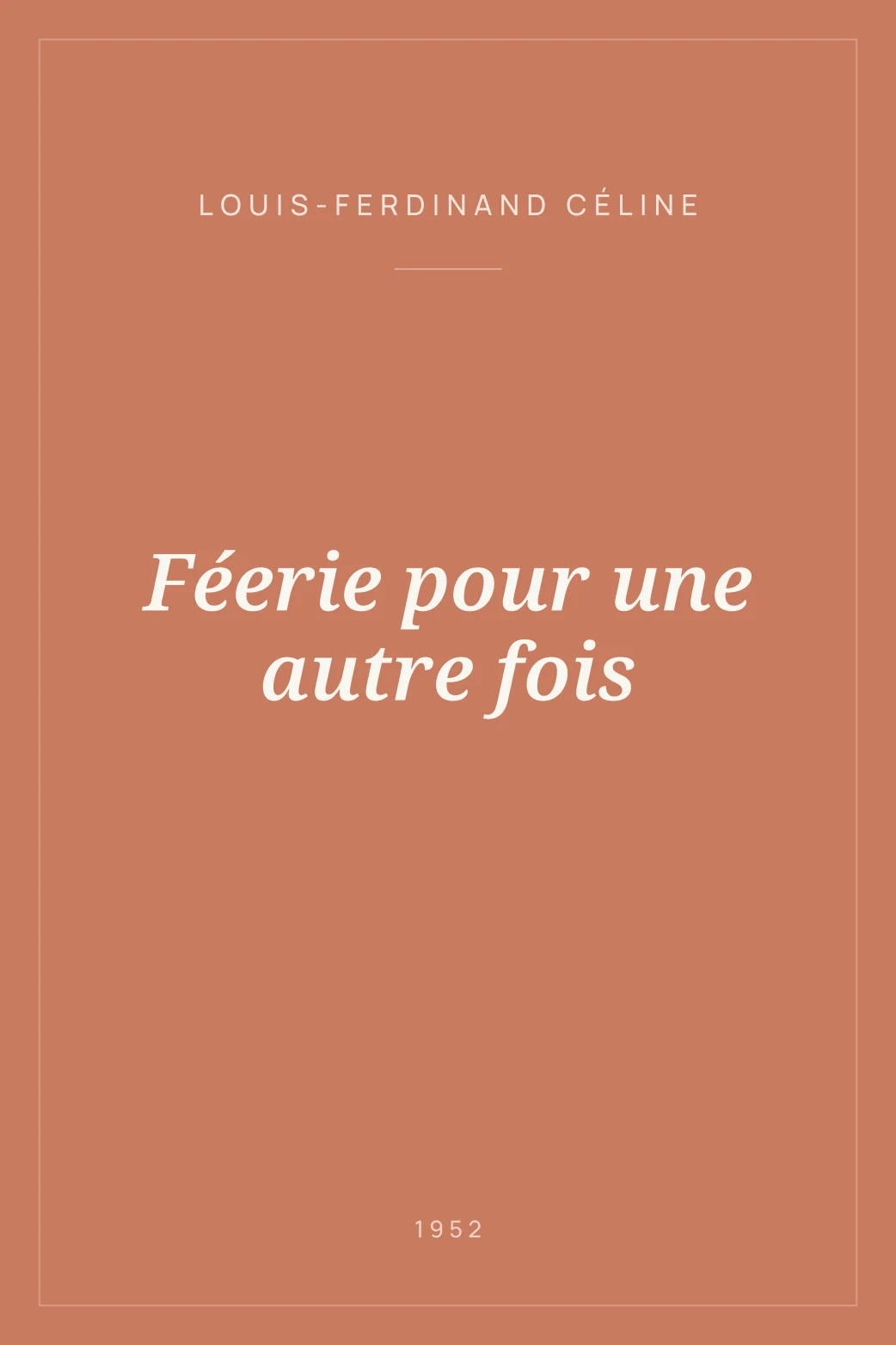 Portada de Féerie pour une autre fois