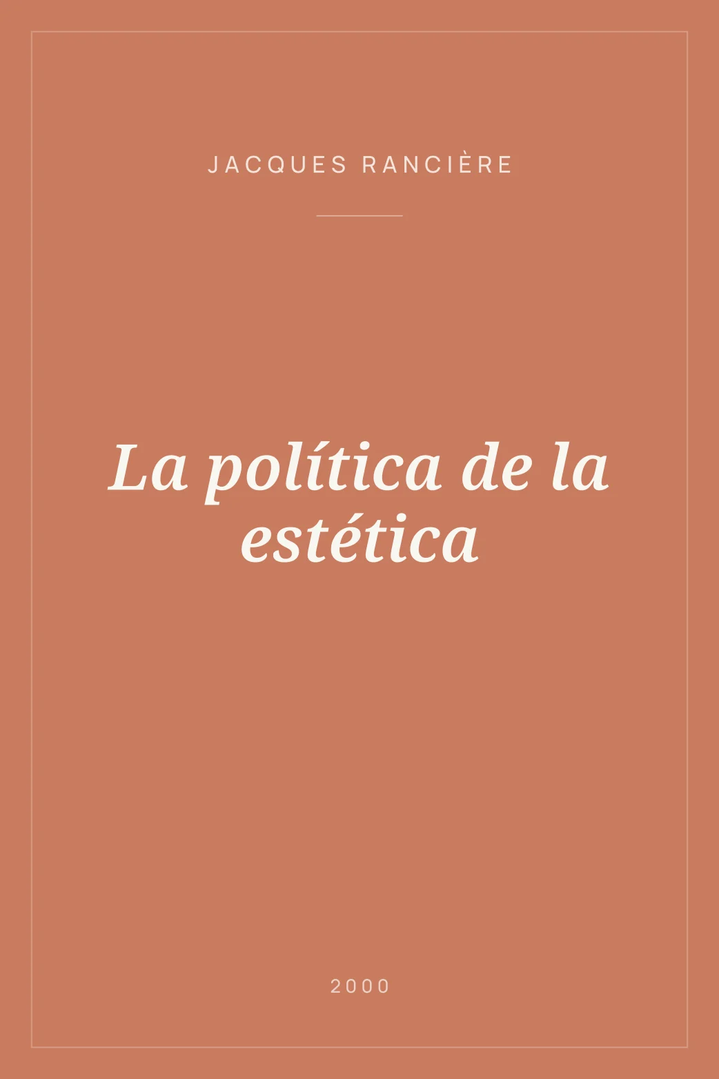 Portada de La política de la estética