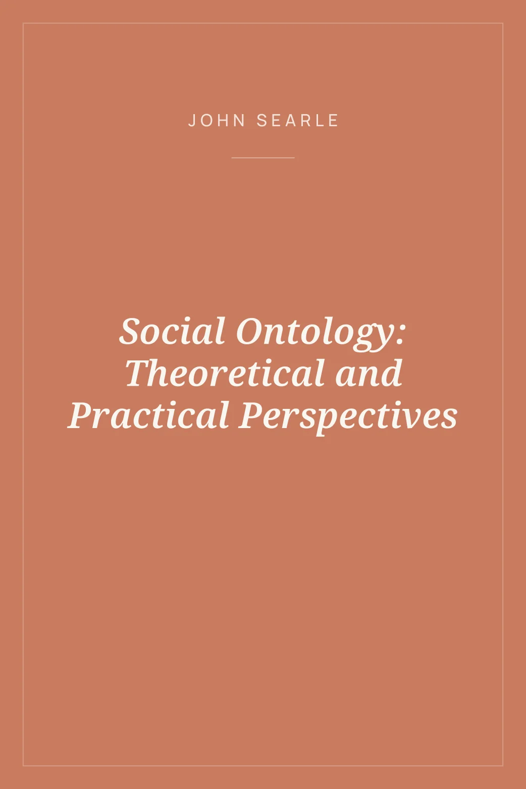 Portada de Social Ontology: Theoretical and Practical Perspectives