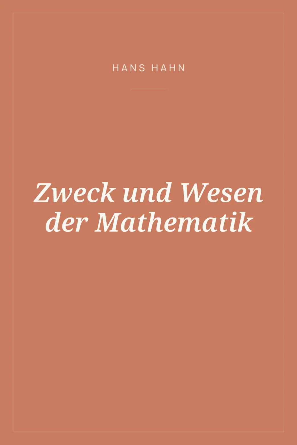 Portada de Zweck und Wesen der Mathematik