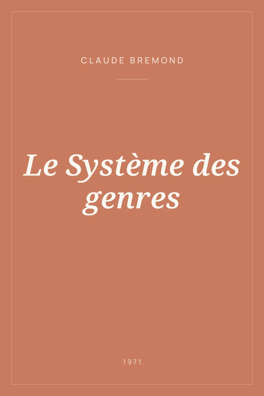 Portada de Le Système des genres
