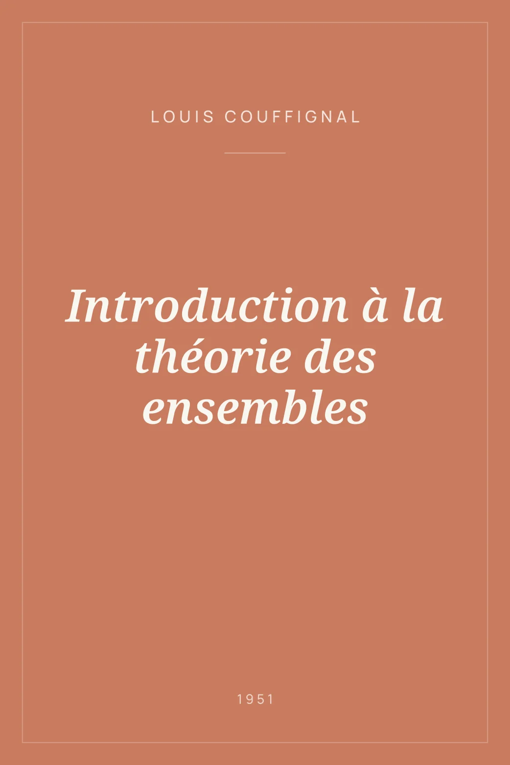 Portada de Introduction à la théorie des ensembles